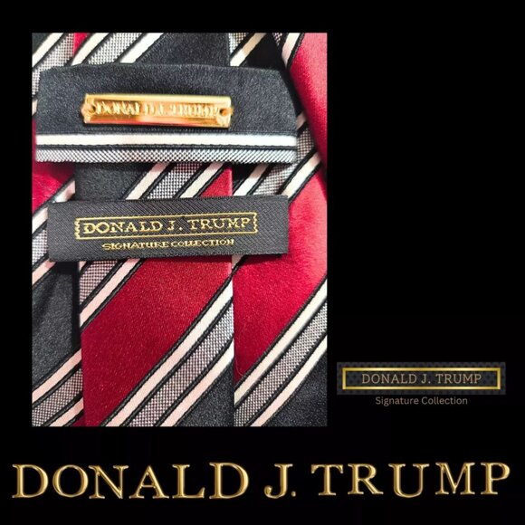 Donald J. Trump Signature Collection Necktie w/ Tie Box Black & Red Striped NEW - Picture 3 of 3